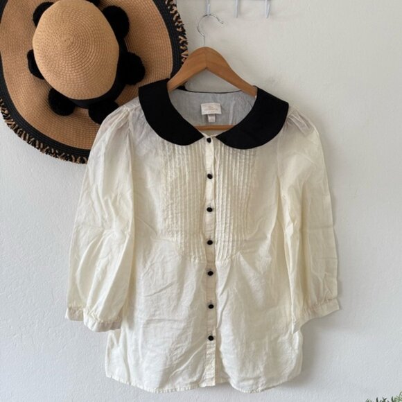 erin fetherston Tops - Erin Fetherston x Target Cream Cotton Blouse Peter Pan Collar Twee Y2K